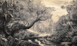 Fototapeta artystyczna Artemis drzewa las grafika