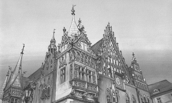 Fototapeta artystyczna Town Hall  B&W  Wrocław 