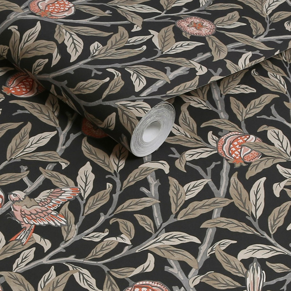  Tapeta William Morris 124258 ptaki i owoce granatu