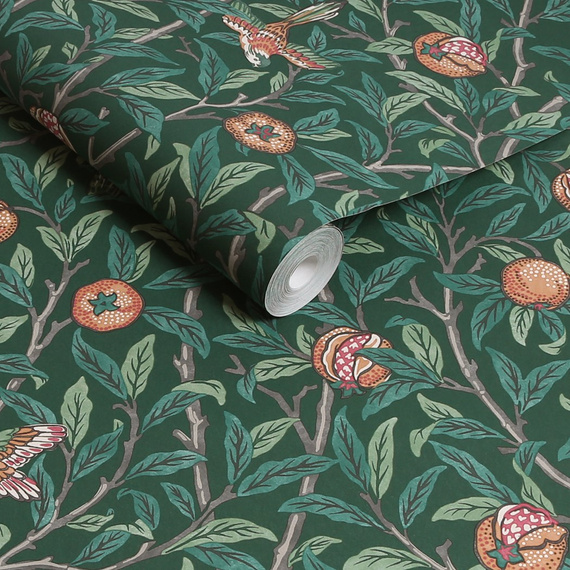  Tapeta William Morris 124260 ptaki i owoce granatu